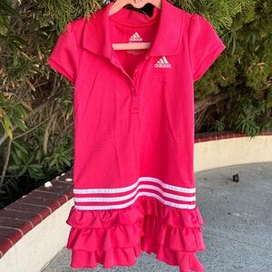 Adidas Kids Polo Shirt in Vibrant Pink with Ruffles